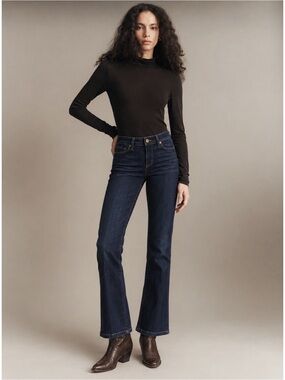 Y2K 90s Paige Woman Dark Wash Mid Rise Slim Bootcut Flare Jeans US25 Classic